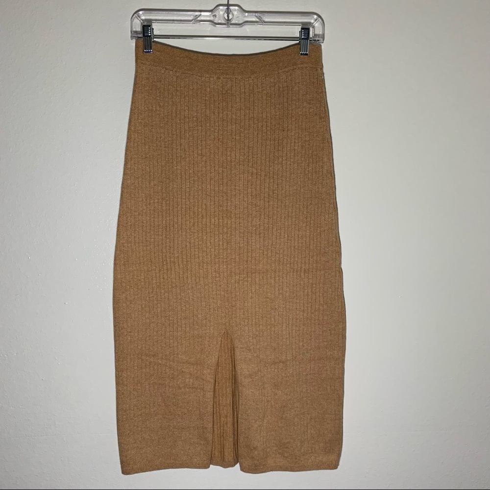 Free People Skyline Midi Skirt Caramel Heather Color Size Small NWT